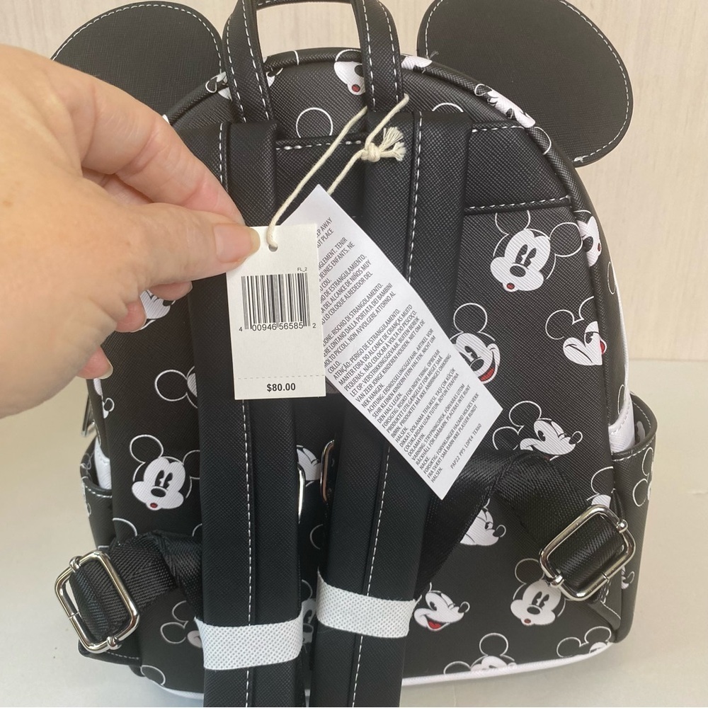NWT Loungefly Disney Parks Mickey Mouse Backpack Black and White - Picture 6 of 8